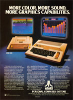 Atari 400 and 800 advertisement from Personal Computing 3/80