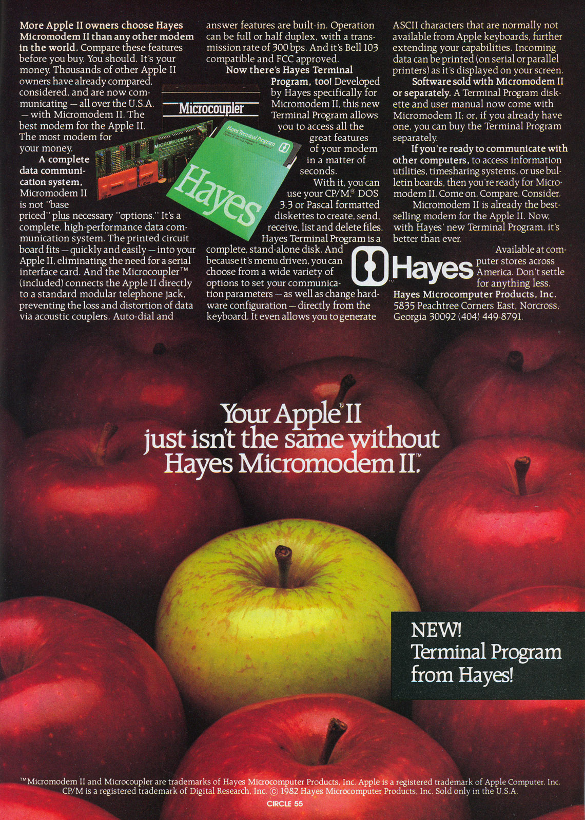 Reklama Hayes Micromodem II z Personal Computing 8/82